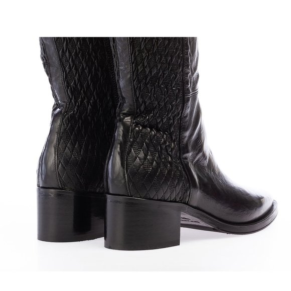 Ducanero Black Ankle Boot Washed Combination leather and embroidery stretch - Picture 3 of 5